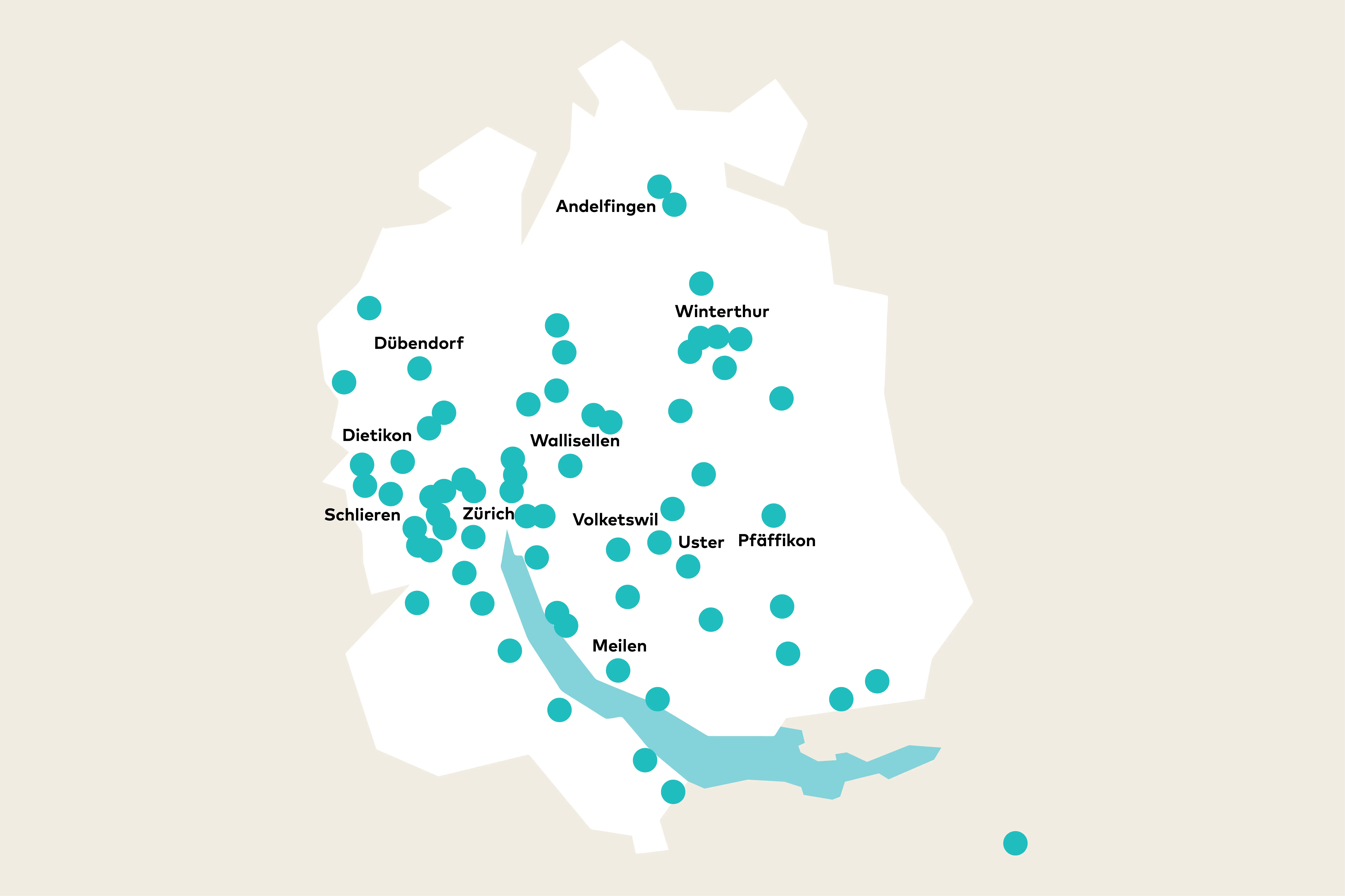 Karte der Kooperationsschulen der PH Zürich