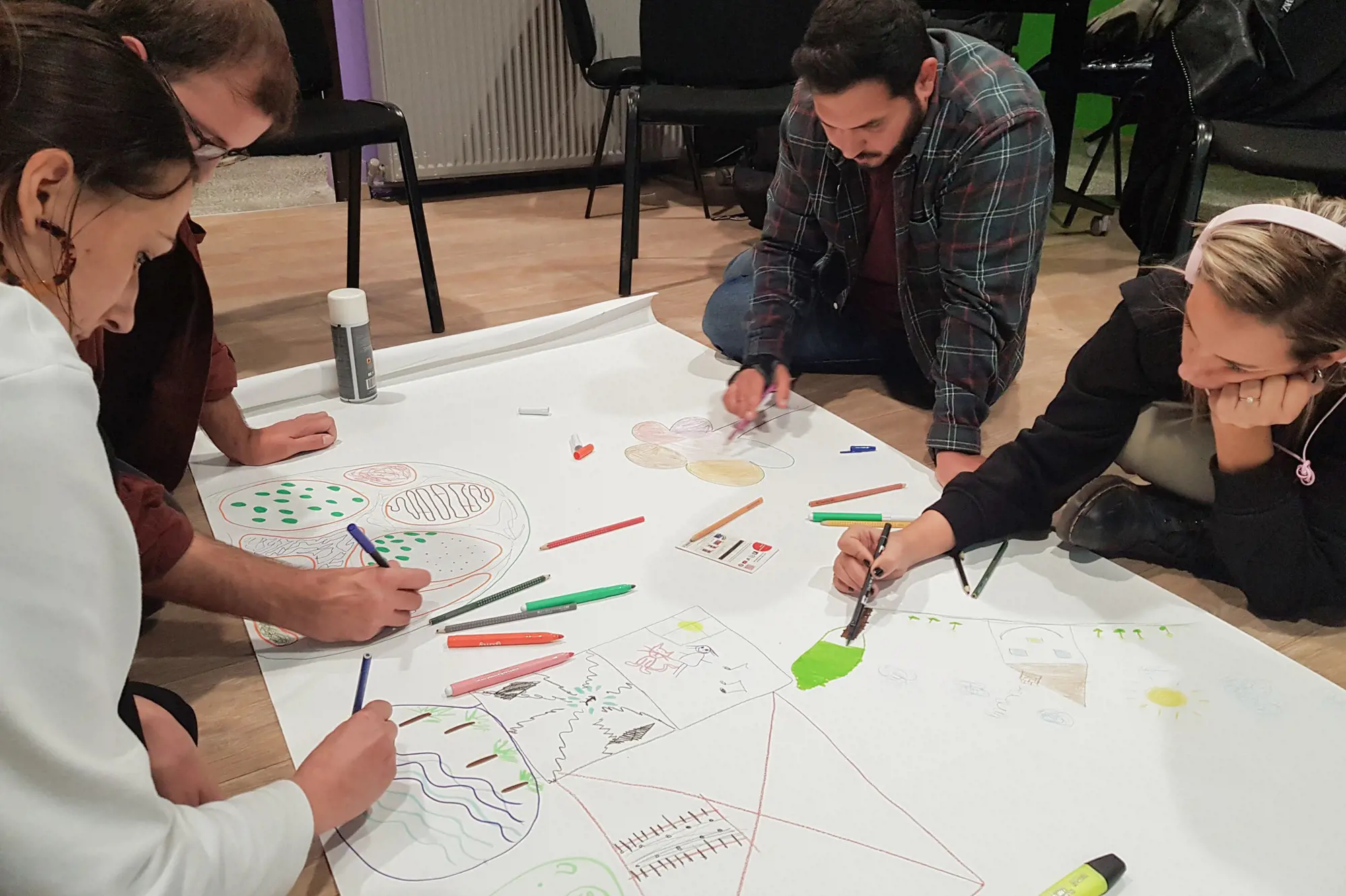 Group work on the topic of sustainable forms of organisation of an NGO in Greece.
